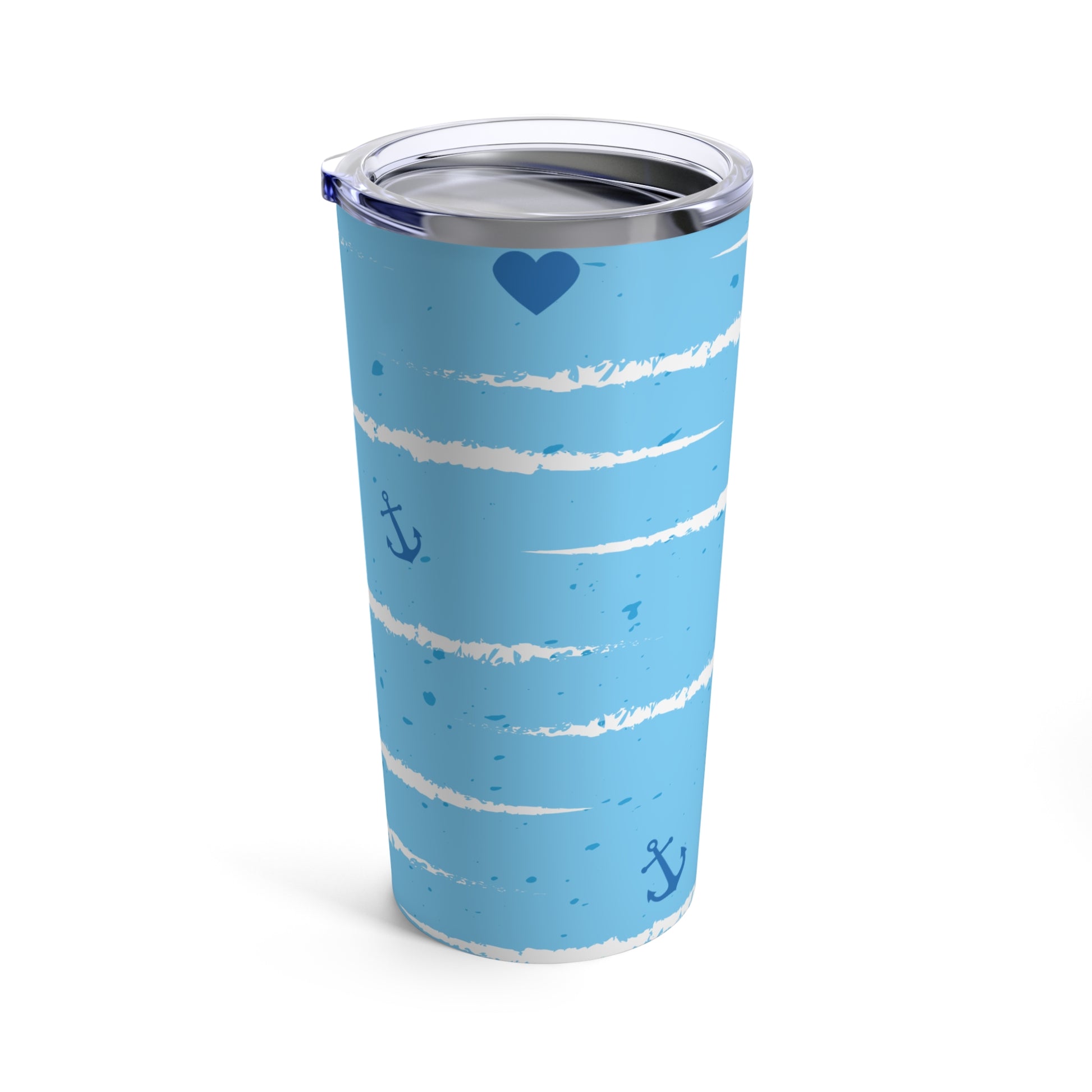 A Printify dishwasher-safe Sailing Love Tumbler: 20 oz.; Stainless steel; Insulated, perfect for those who have sailing love.