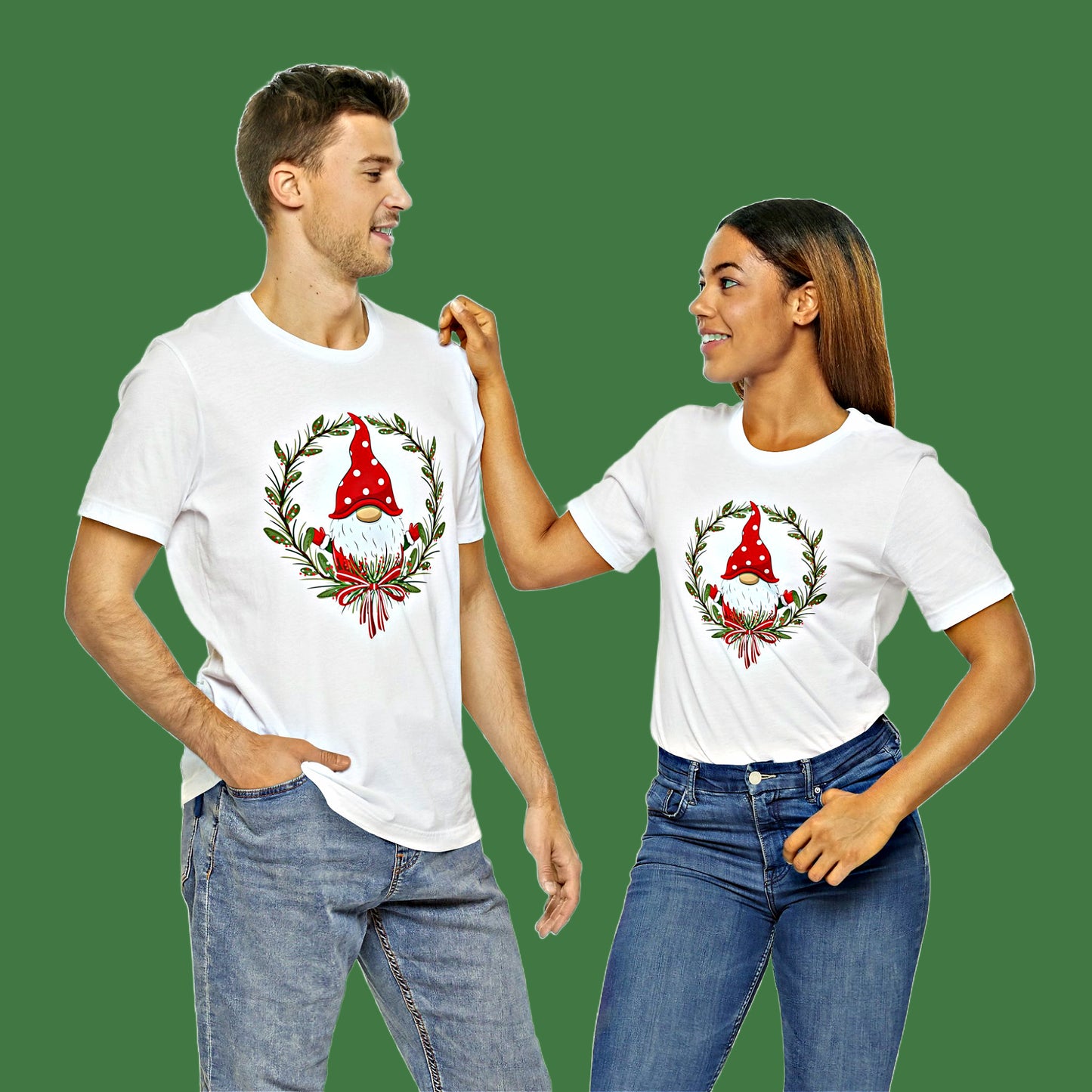 Man and Woman each wearing the White shirt