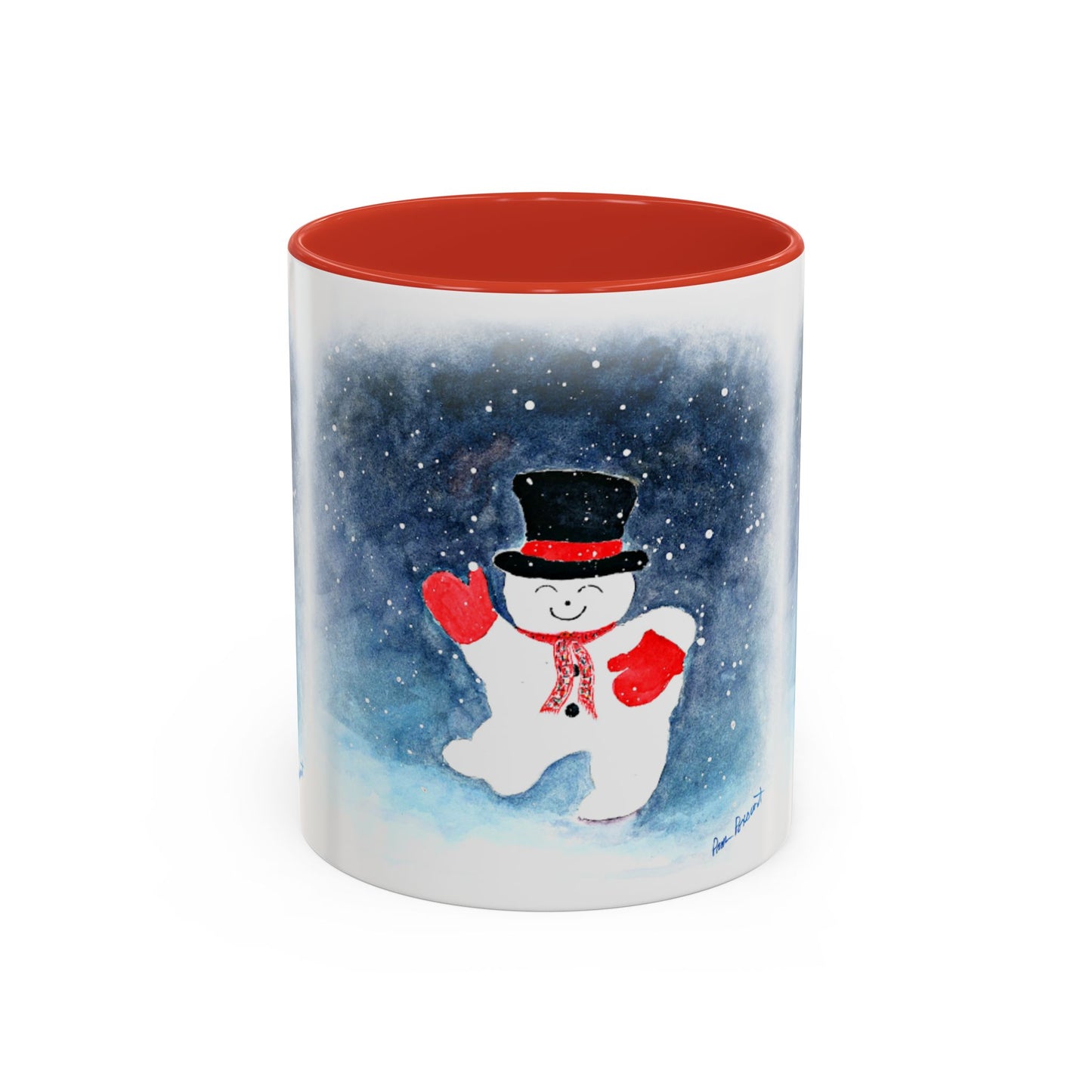 Festive Snowman Mug: 2 sizes; Ceramic; Winter Holiday Drinkware