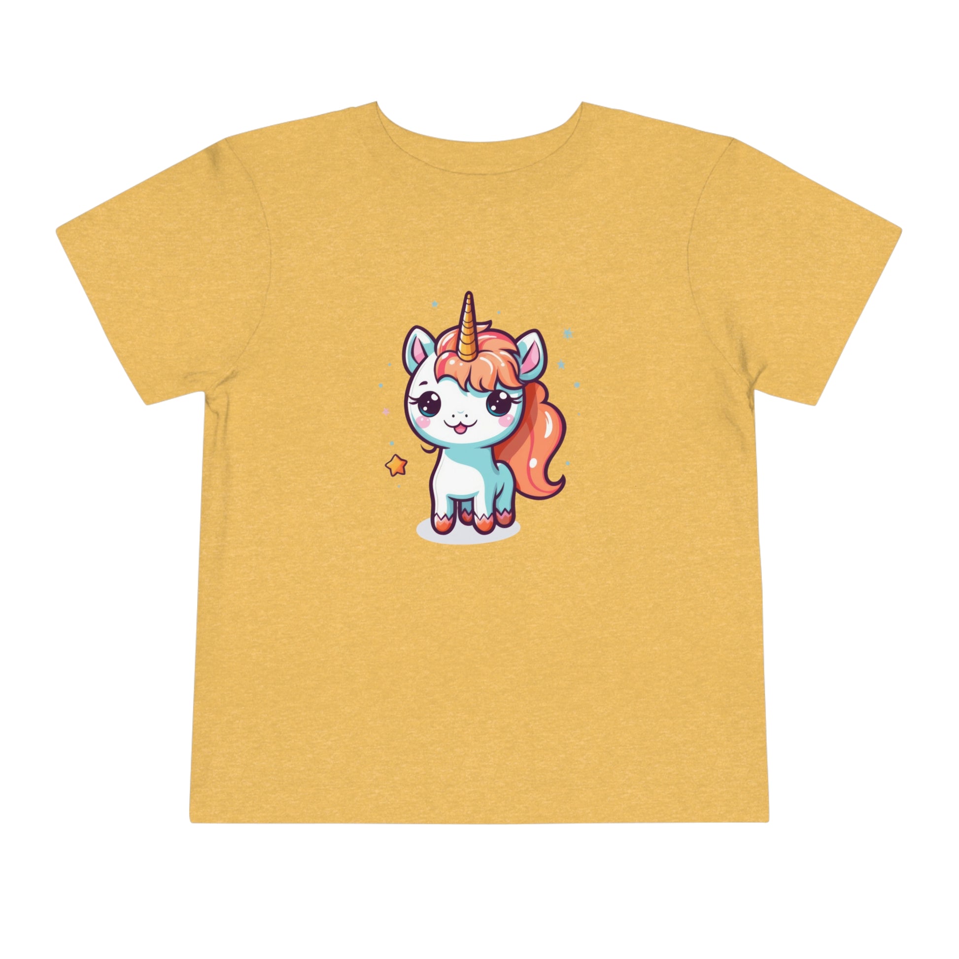 Flat front view of the Heather Yellow Gold shirt