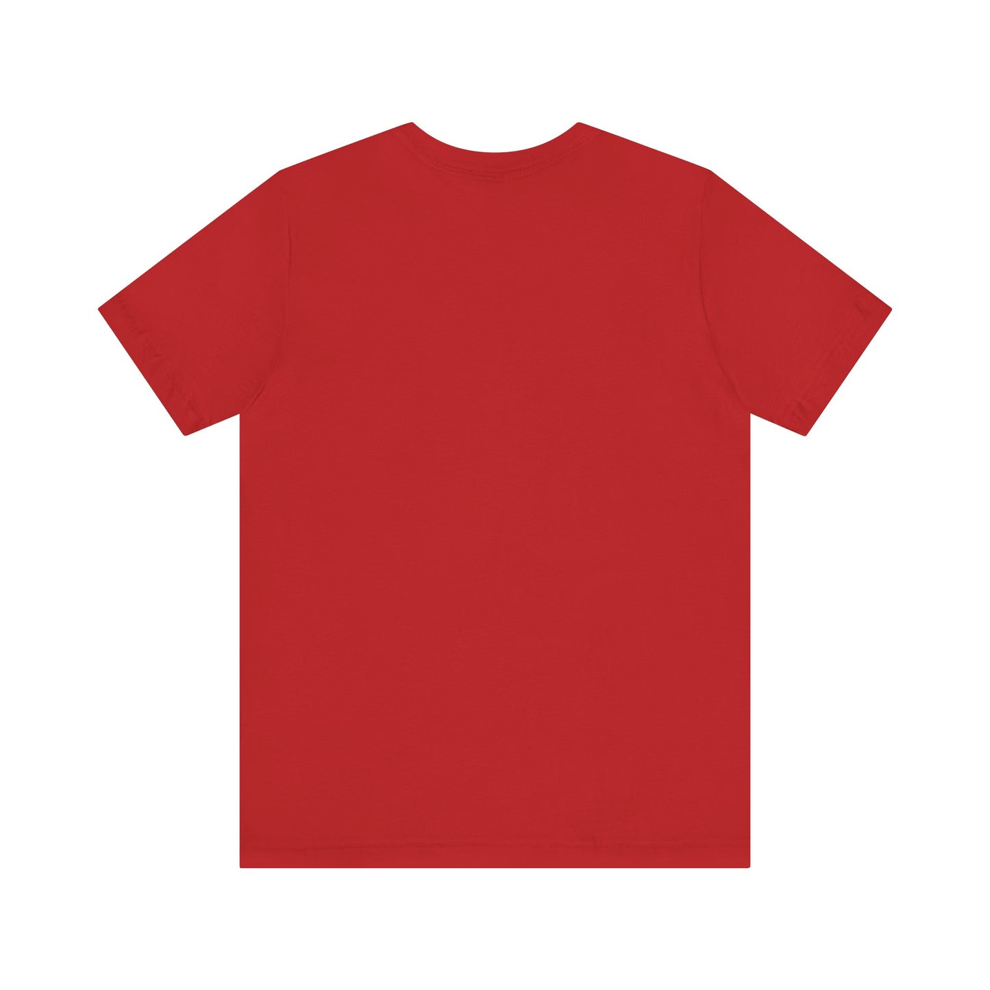 The Courage Is Contagious T-shirt by Printify is a unisex, lightweight red cotton tee with short sleeves, shown from the back and laid flat on a white background.