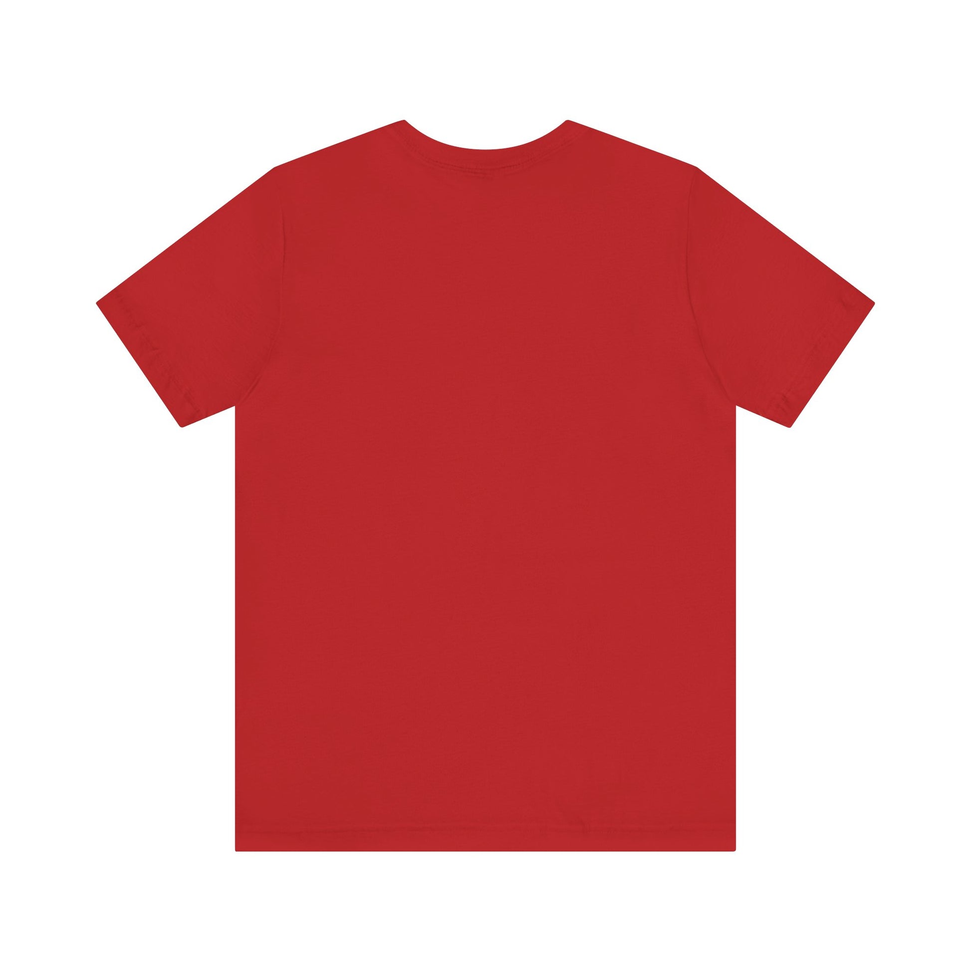 The Courage Is Contagious T-shirt by Printify is a unisex, lightweight red cotton tee with short sleeves, shown from the back and laid flat on a white background.