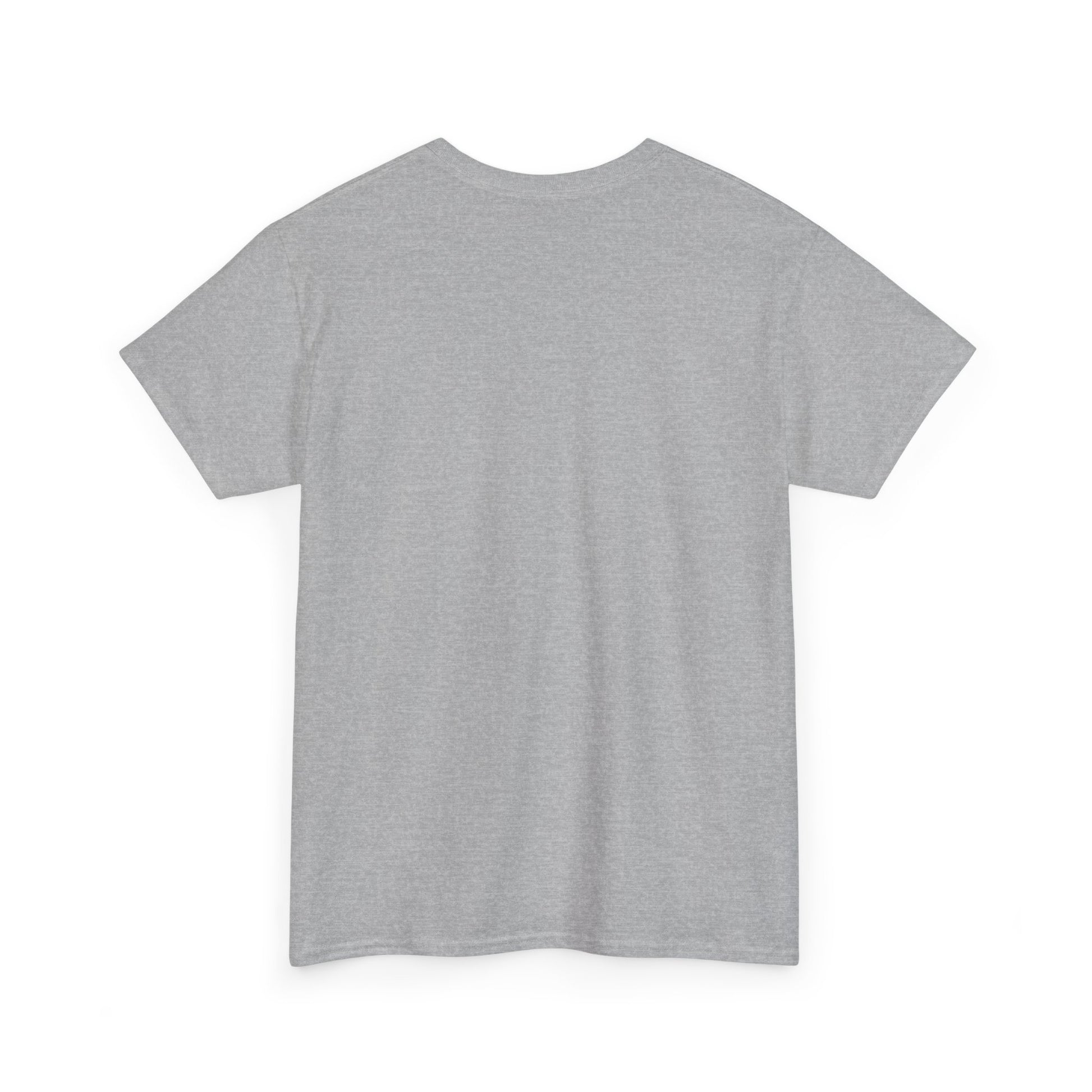 The Good Trouble Unisex T-shirt by Printify, shown from the back in heather gray against a white background; made of cotton, Gildan brand, and available in 3 colors.