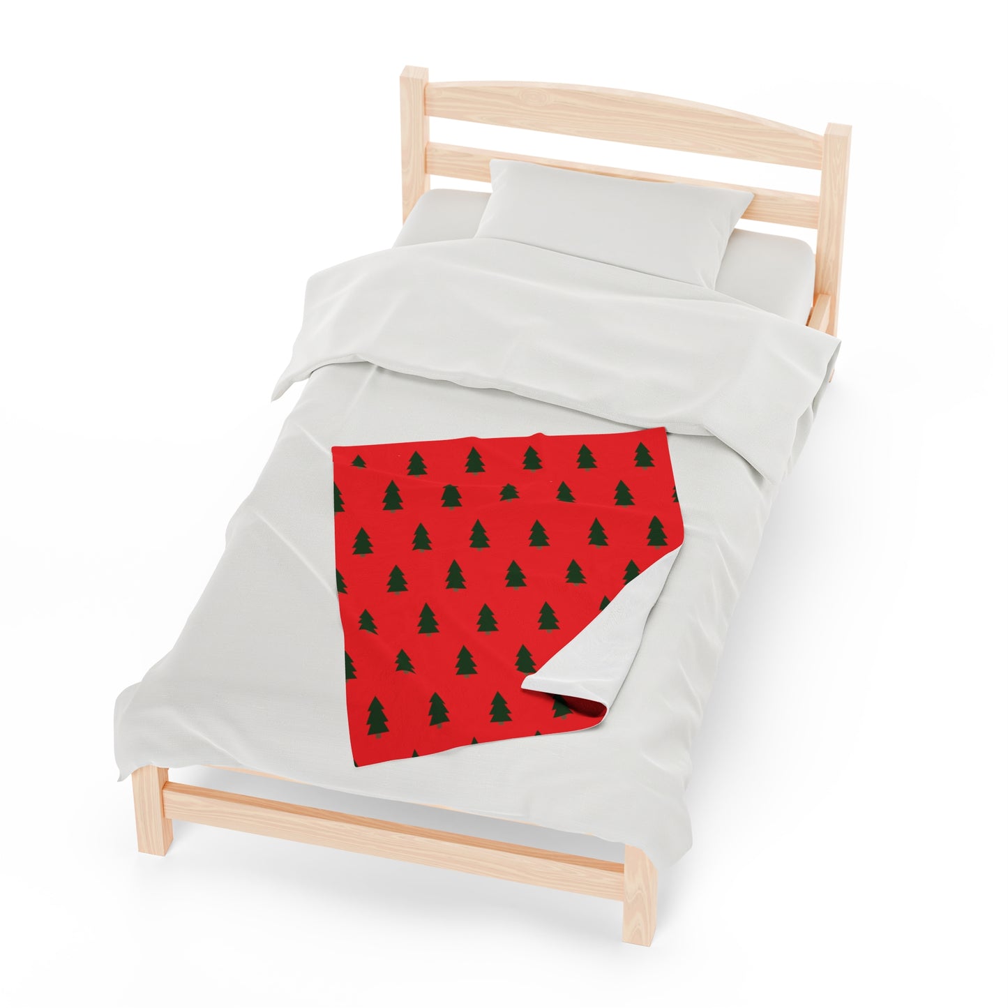 Holiday Red Blanket: 3 sizes; Polyester blend; Velveteen