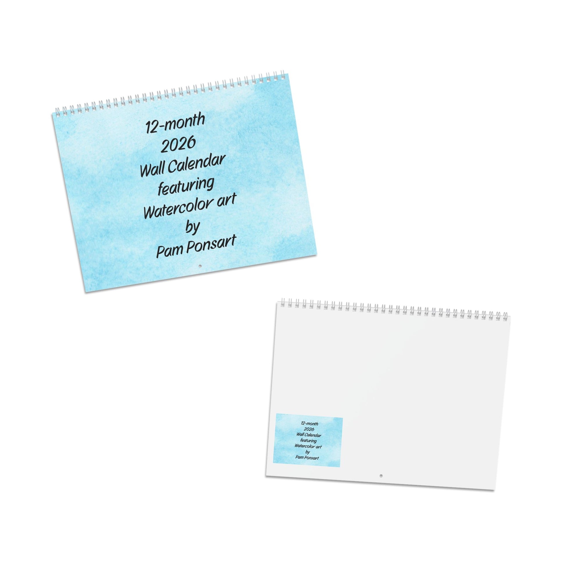 2026 wall calendar with watercolor art by Pam Ponsart on a white background