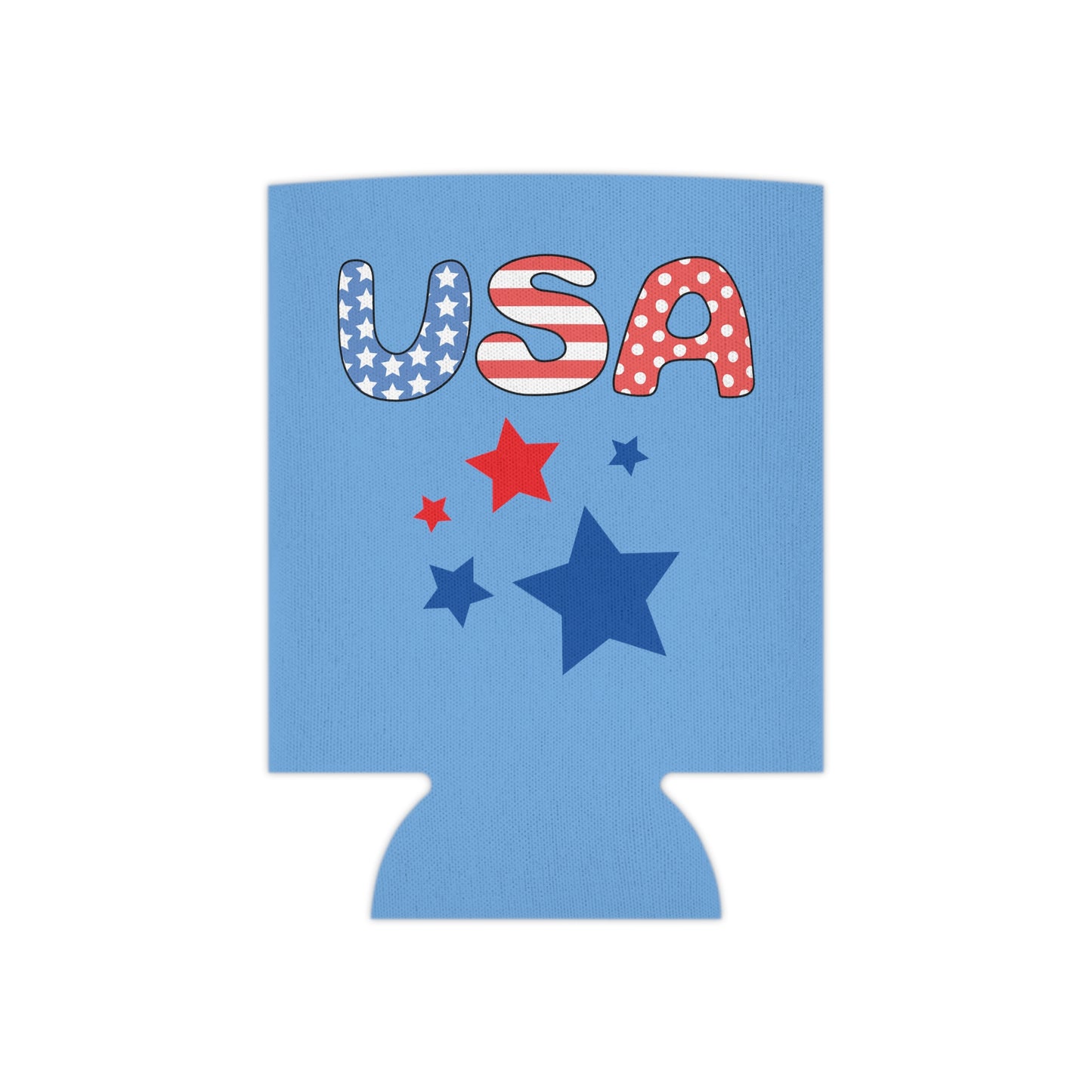 Patriotic Can Cooler: 3.5" by 4.3"; Polyester; Foam