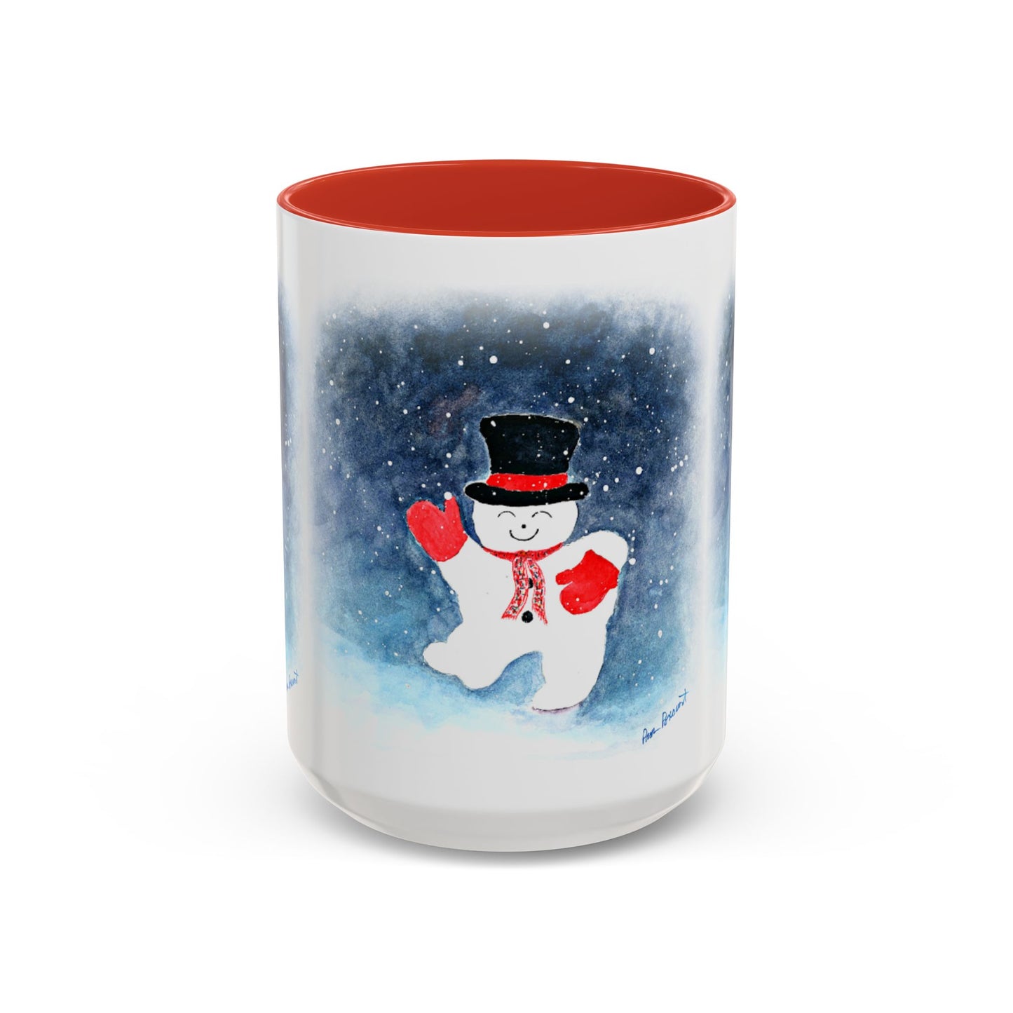 Festive Snowman Mug: 2 sizes; Ceramic; Winter Holiday Drinkware