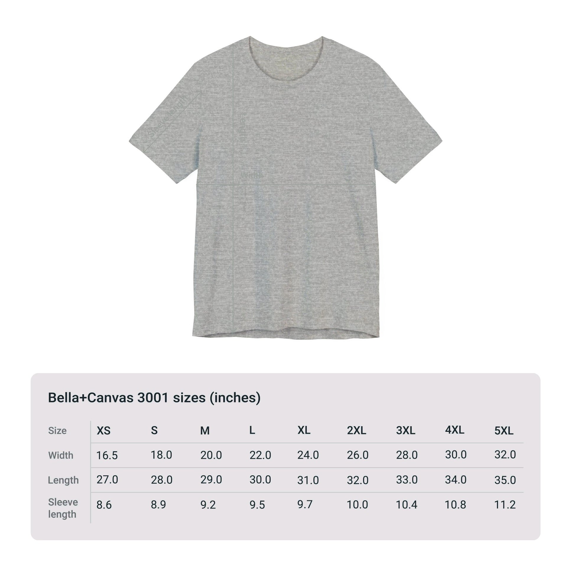 The Printify Courage Is Contagious T-shirt: Unisex | Activist Graphics is a gray cotton tee shown above a size chart (XS–5XL, Bella+Canvas 3001, inches), offering lightweight comfort and an inspiring graphic design.