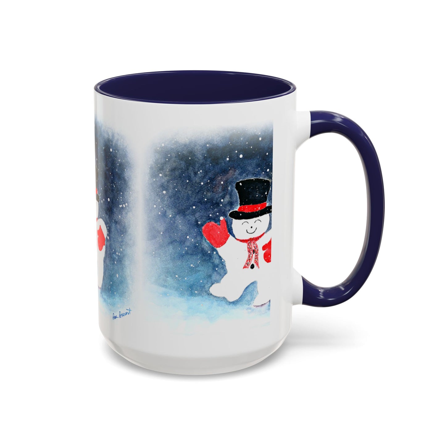 Festive Snowman Mug: 2 sizes; Ceramic; Winter Holiday Drinkware