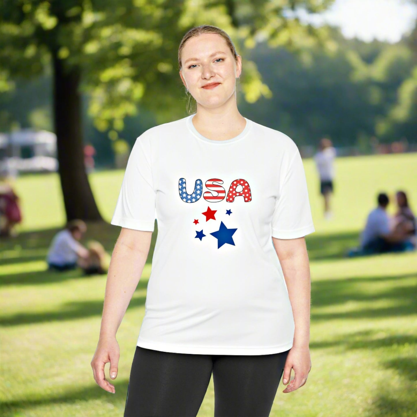 Mock up of a woman wearing the White t-shirt