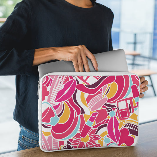 Mock up of a young woman with her laptop in hand