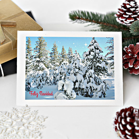 Mock up of the card surrounded by holiday decorations
