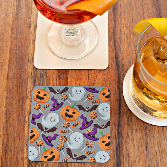Mock up of one coaster on a surface by some cocktails