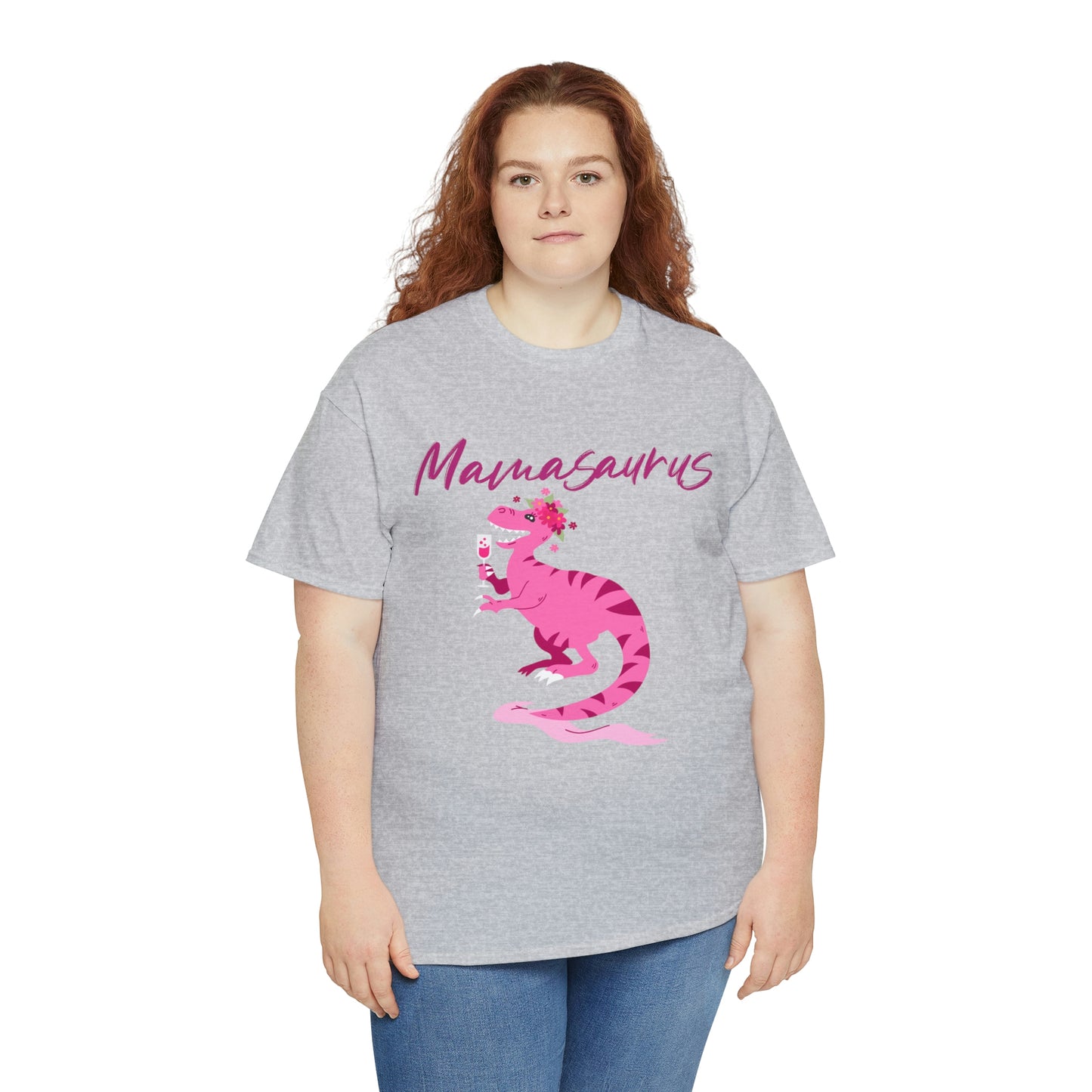 Mock up of plus-size woman wearing the Sports Grey T-shirt