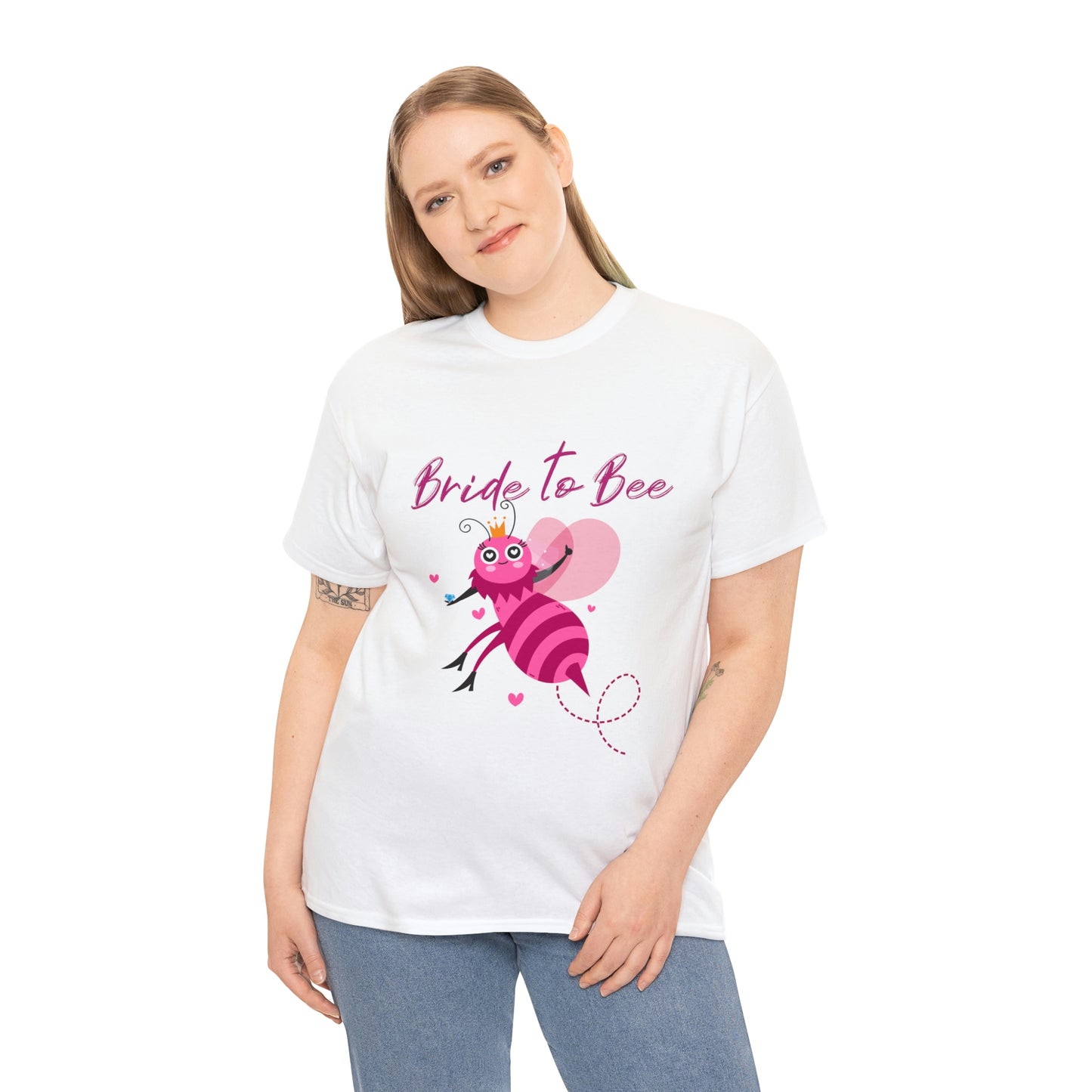 Cotton Bachelorette T-shirt: Unisex sizing; Bride-to-Be art