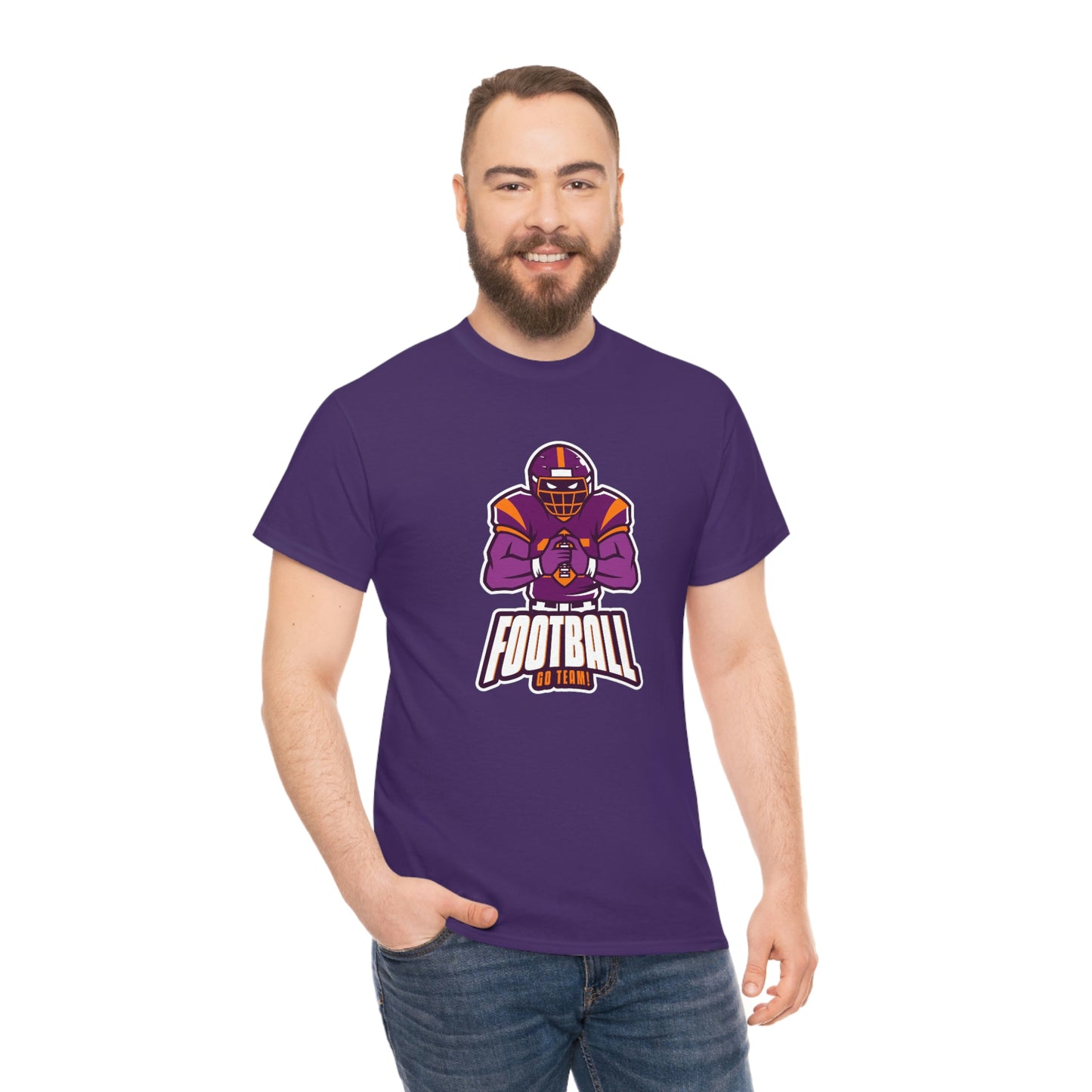 Bearded man wearing the Purple shirt