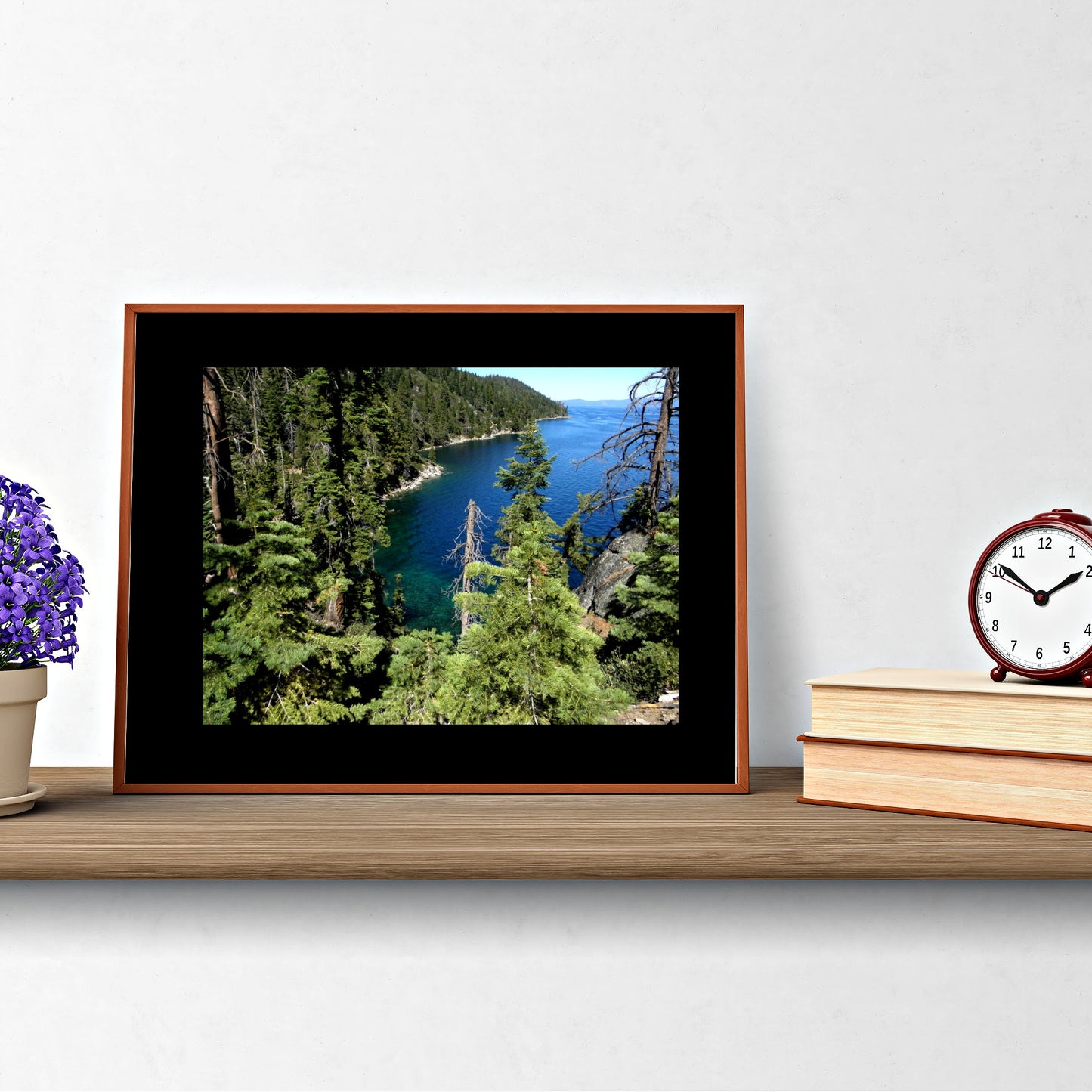 Mock up of a matted and framed piece of our Scenic Tahoe Wall Art