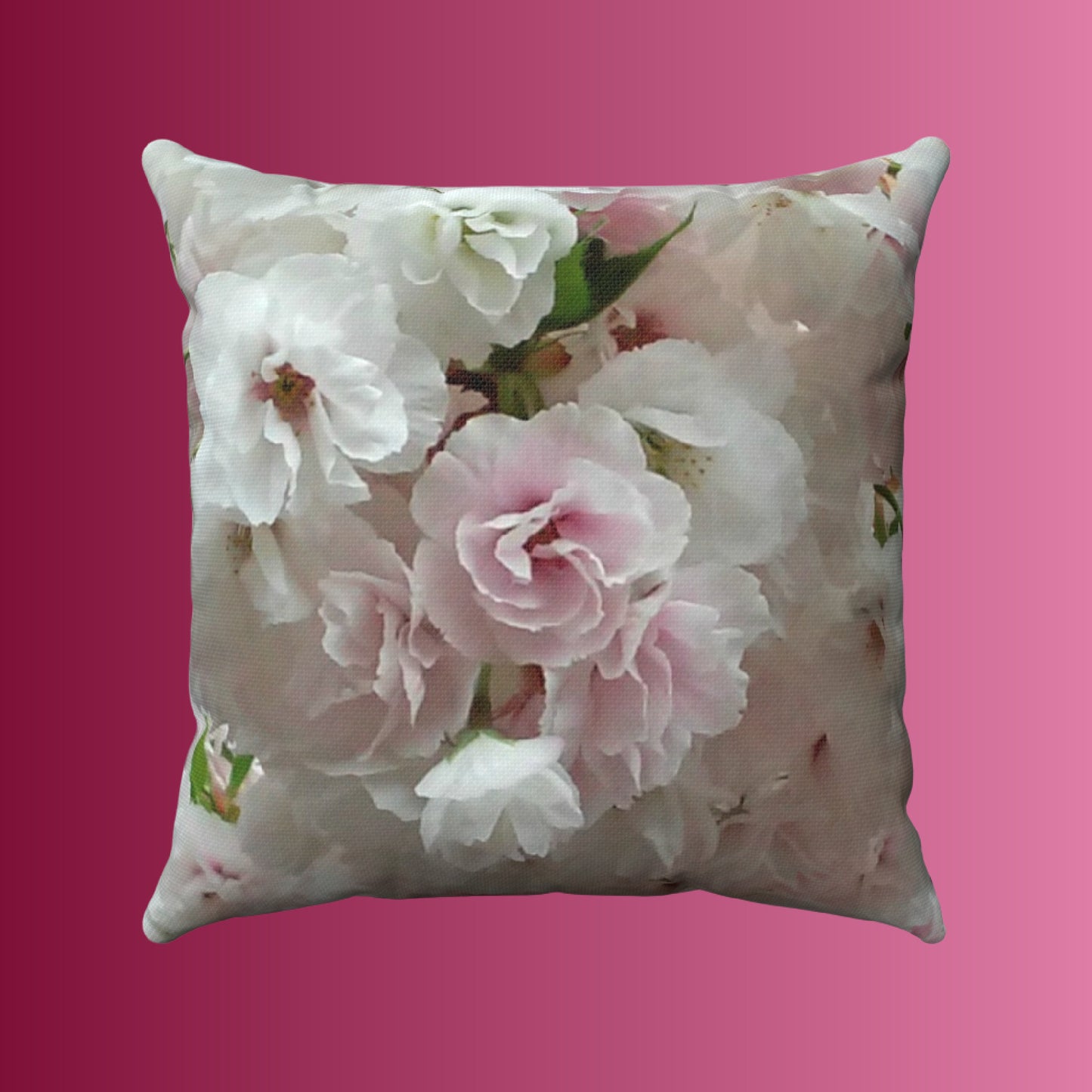 Front and back of our Floral Wedding Pillow