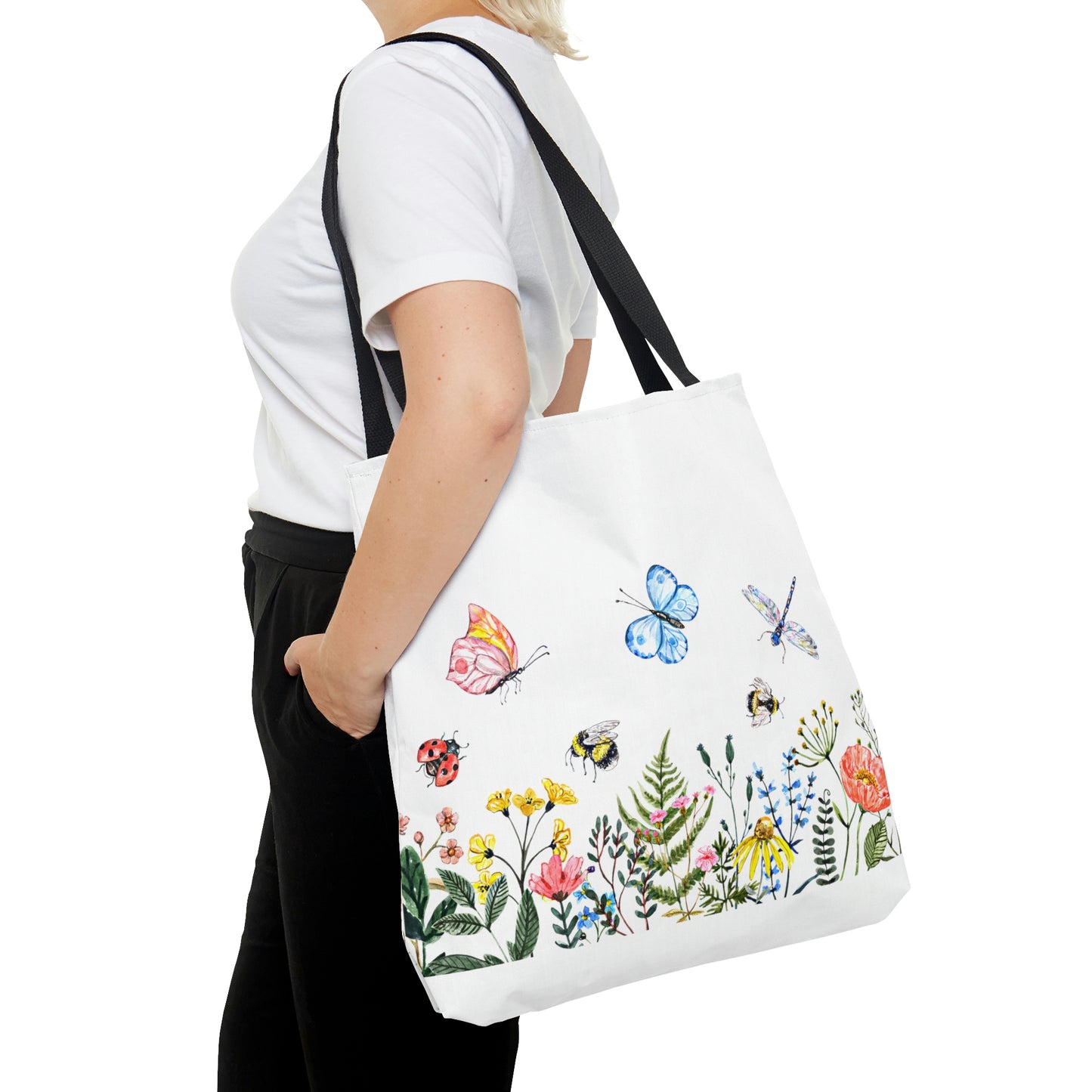 Cute-Floral Tote Bag: 3 sizes; Polyester; Pretty; Graphics