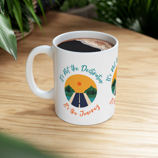 Mock up of the mug on a surface filled with a beverage