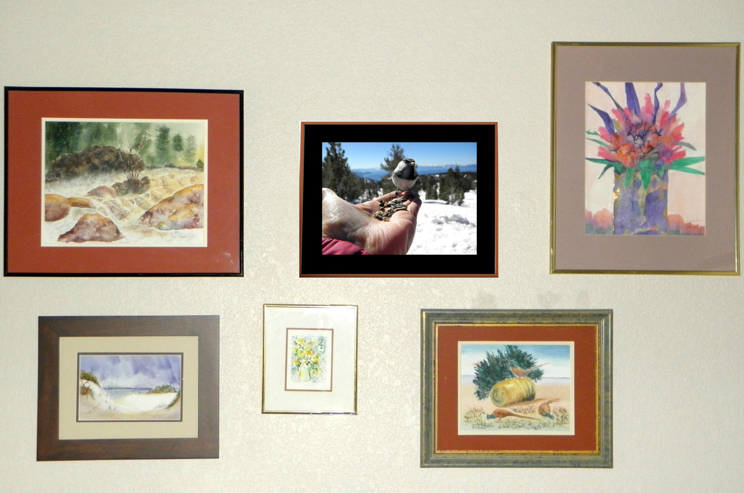 Our Chickadee-Photo Wall Art as it appears on a wall