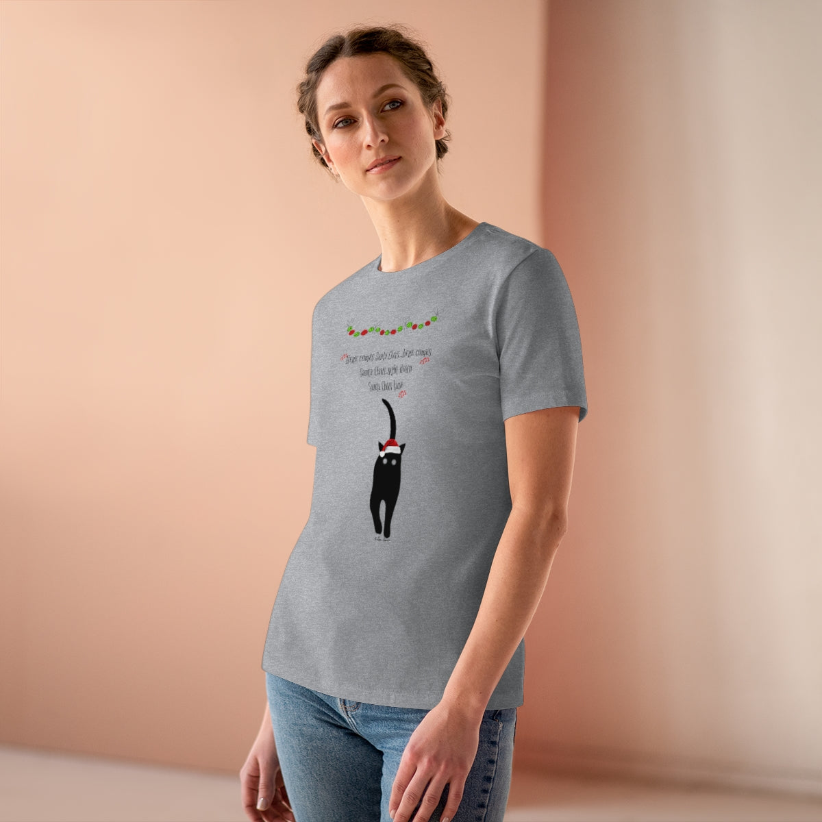 mock up of woman wearing the athletic heather t-shirt