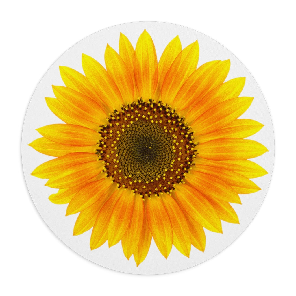 Flat view of our round Sunflower Mouse Pad