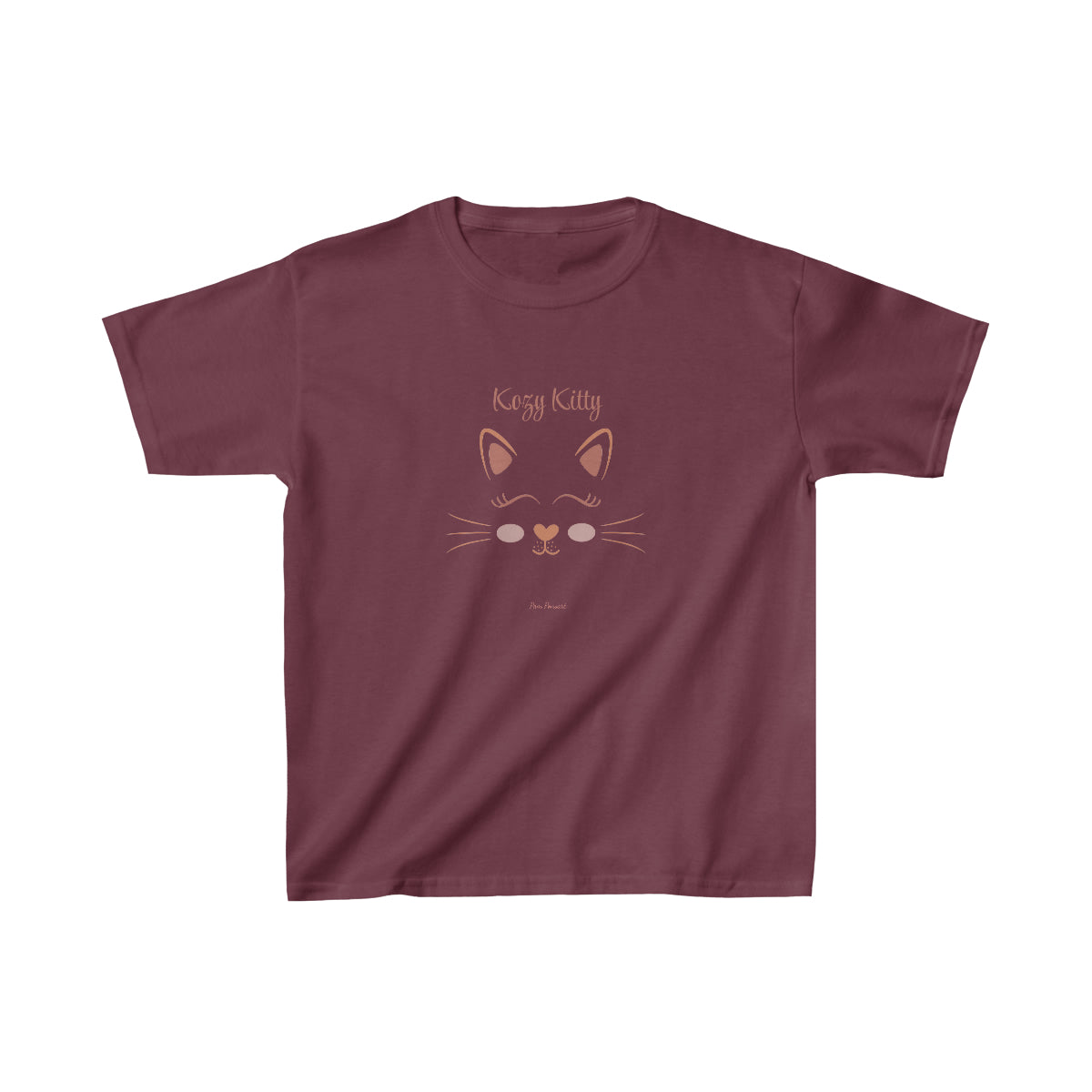 Flat front view of the maroon t-shirt