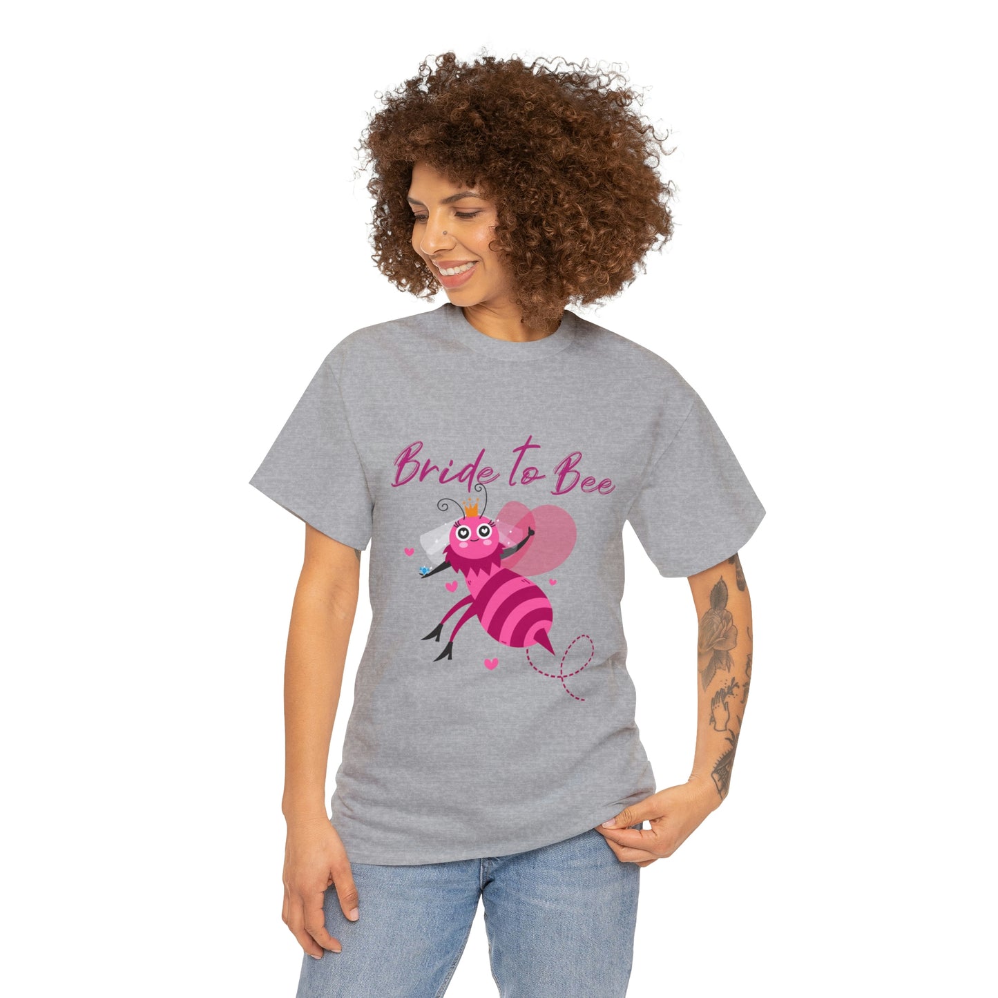 Cotton Bachelorette T-shirt: Unisex sizing; Bride-to-Be art