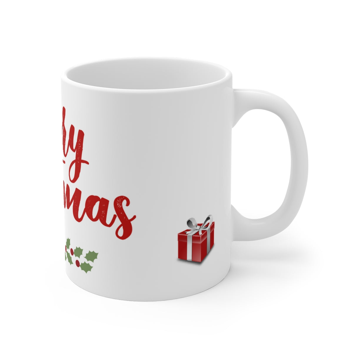 Holiday Merry-Christmas Mug: White; Ceramic; 11oz.; Textual