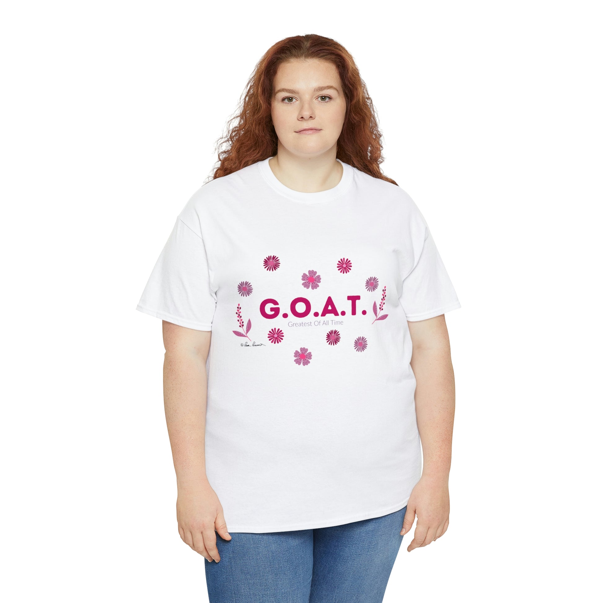 Mock up of a plus-size woman wearing the white t-shirt