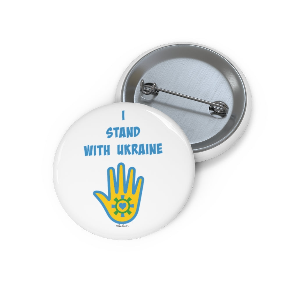 The front and back of the 1.25" Ukrainian-Support Pin Button