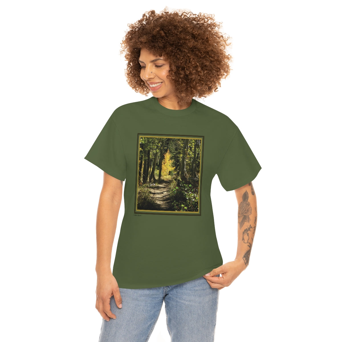 Mock up of a slim woman wearing the t-shirt