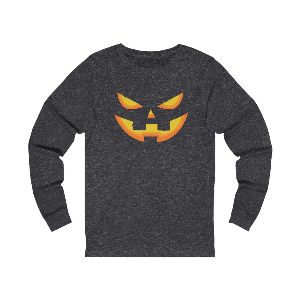 Flat view of the Dark Grey Heather Long Sleeve Halloween T-shirt