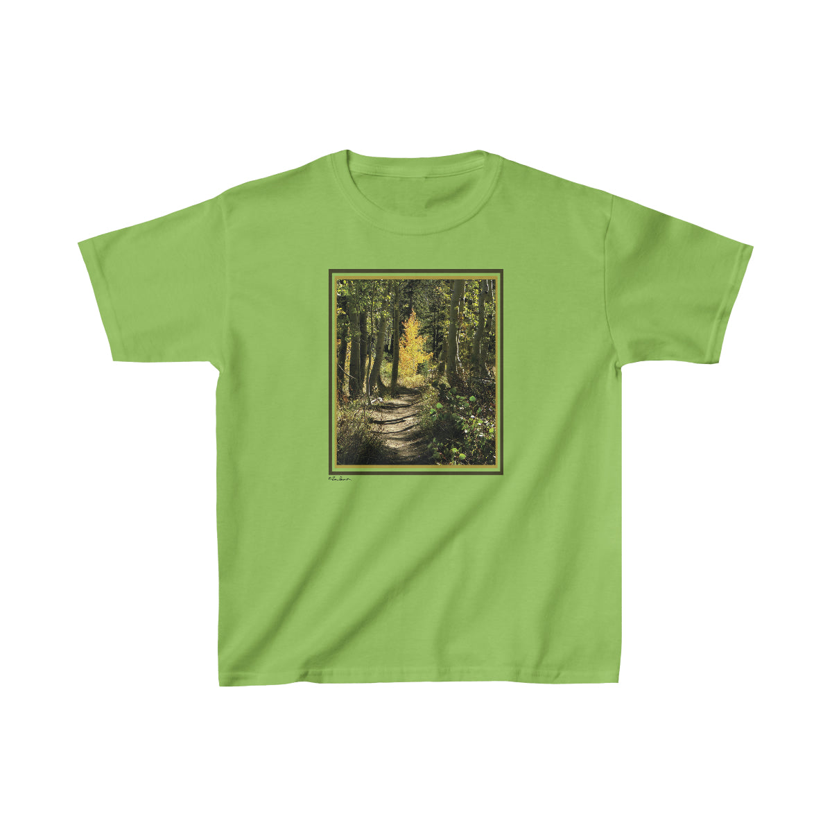 Flat front view of the lime green t-shirt