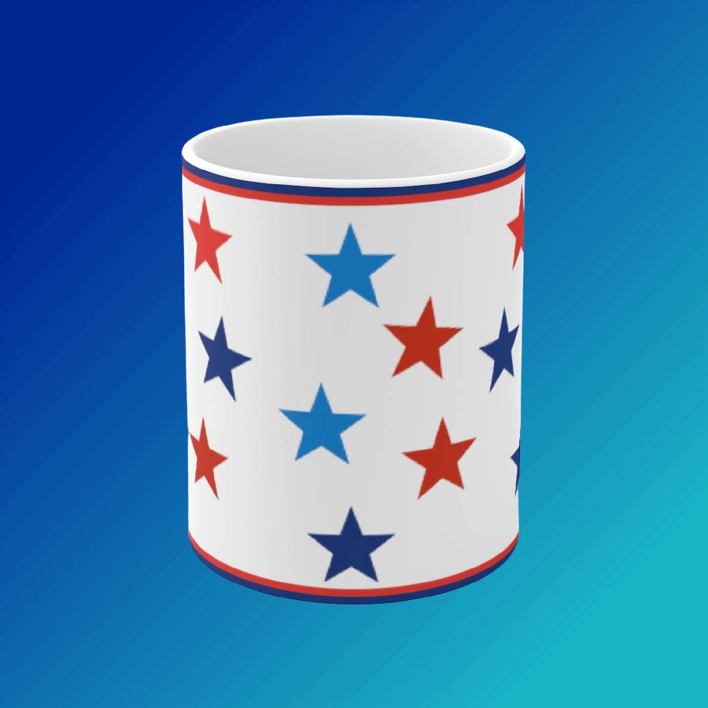 Front view of our Mug with stars and stripes