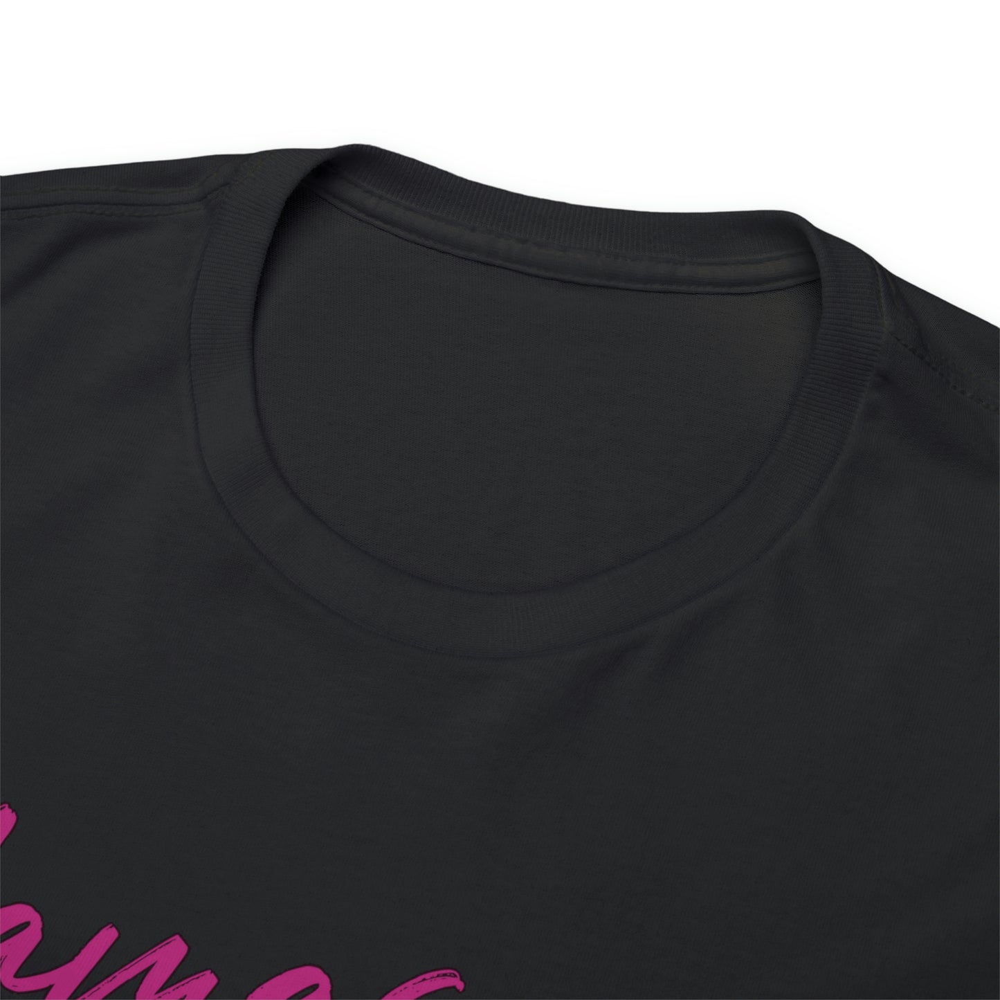 Front crewneck detail on the Black T-shirt