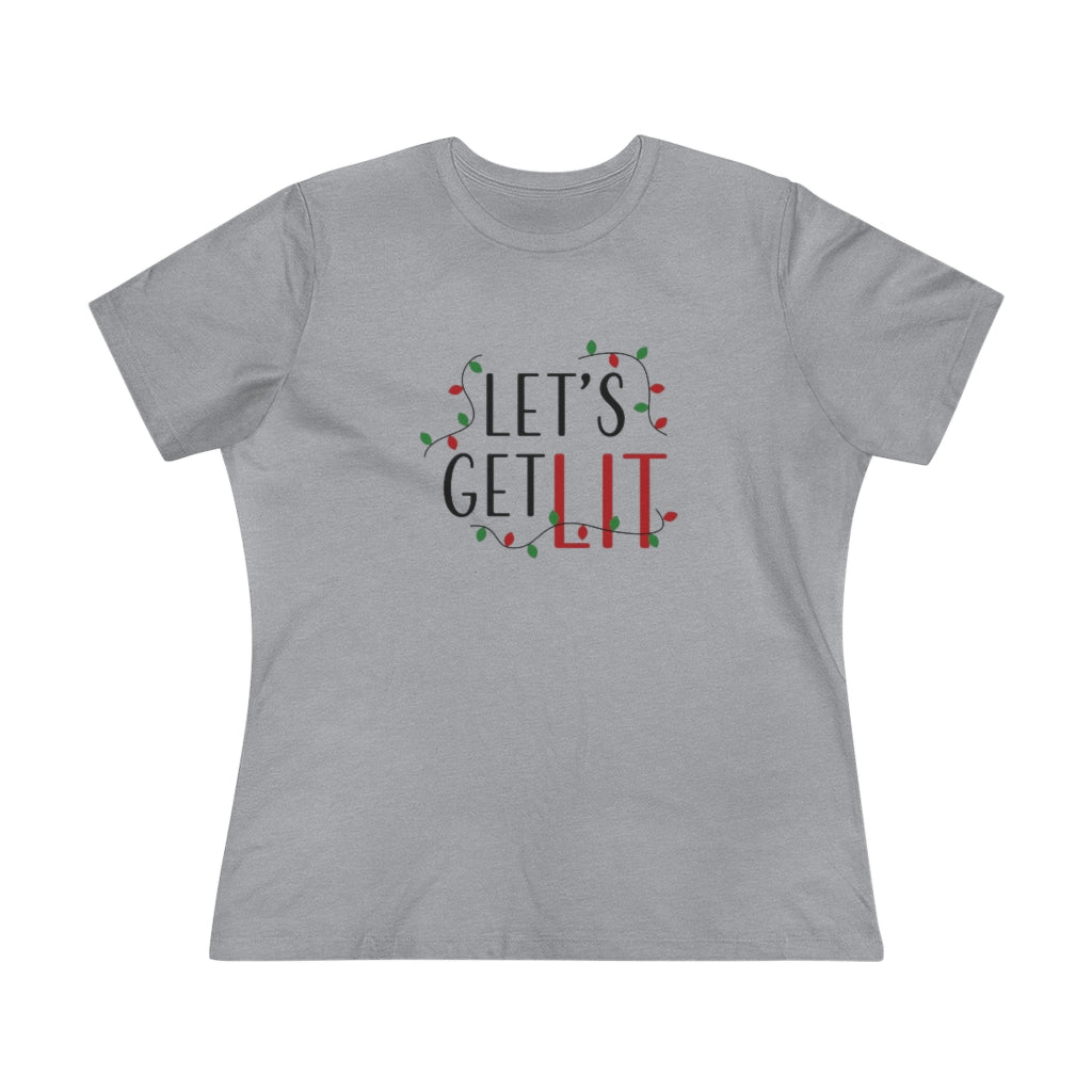 Womens Holiday-Text T-shirt: Relaxed; Playful; Graphics