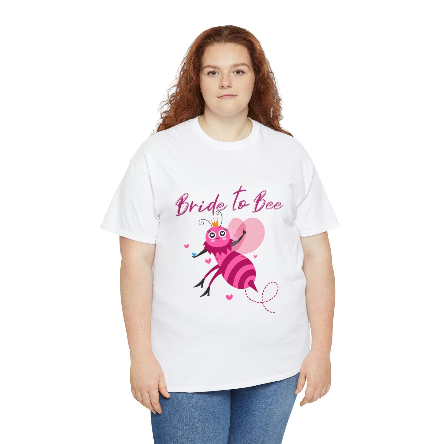 Cotton Bachelorette T-shirt: Unisex sizing; Bride-to-Be art