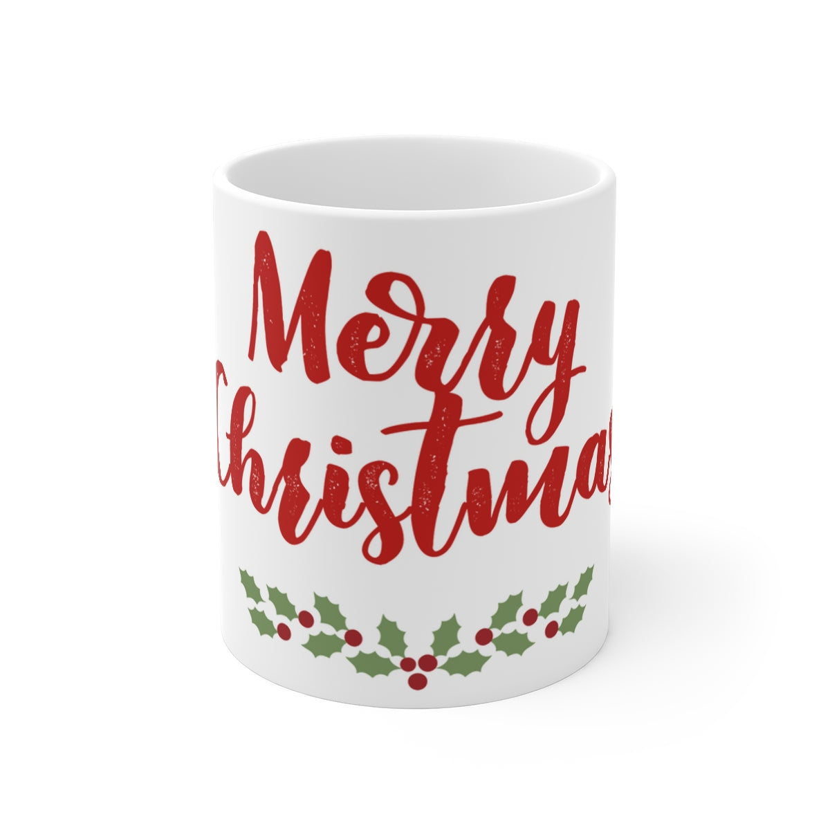 Holiday Merry-Christmas Mug: White; Ceramic; 11oz.; Textual