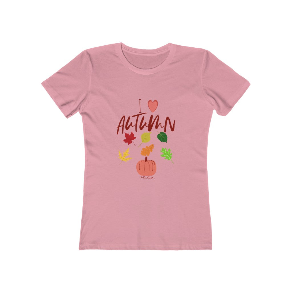 Flat view of our Pink slim-fit Autumn Love T-shirt for Women 