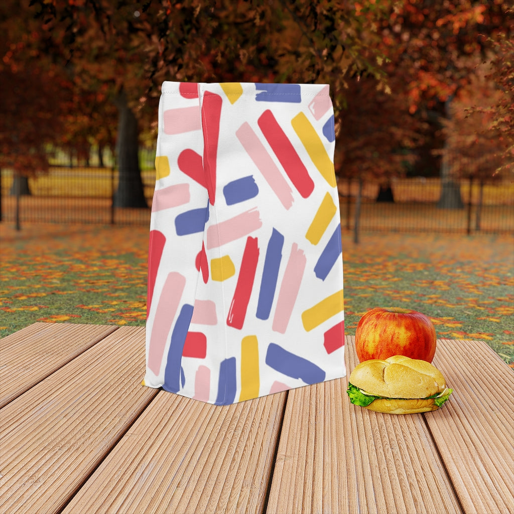 Mock up of this Insulated Lunch Bag outside on a picnic table
