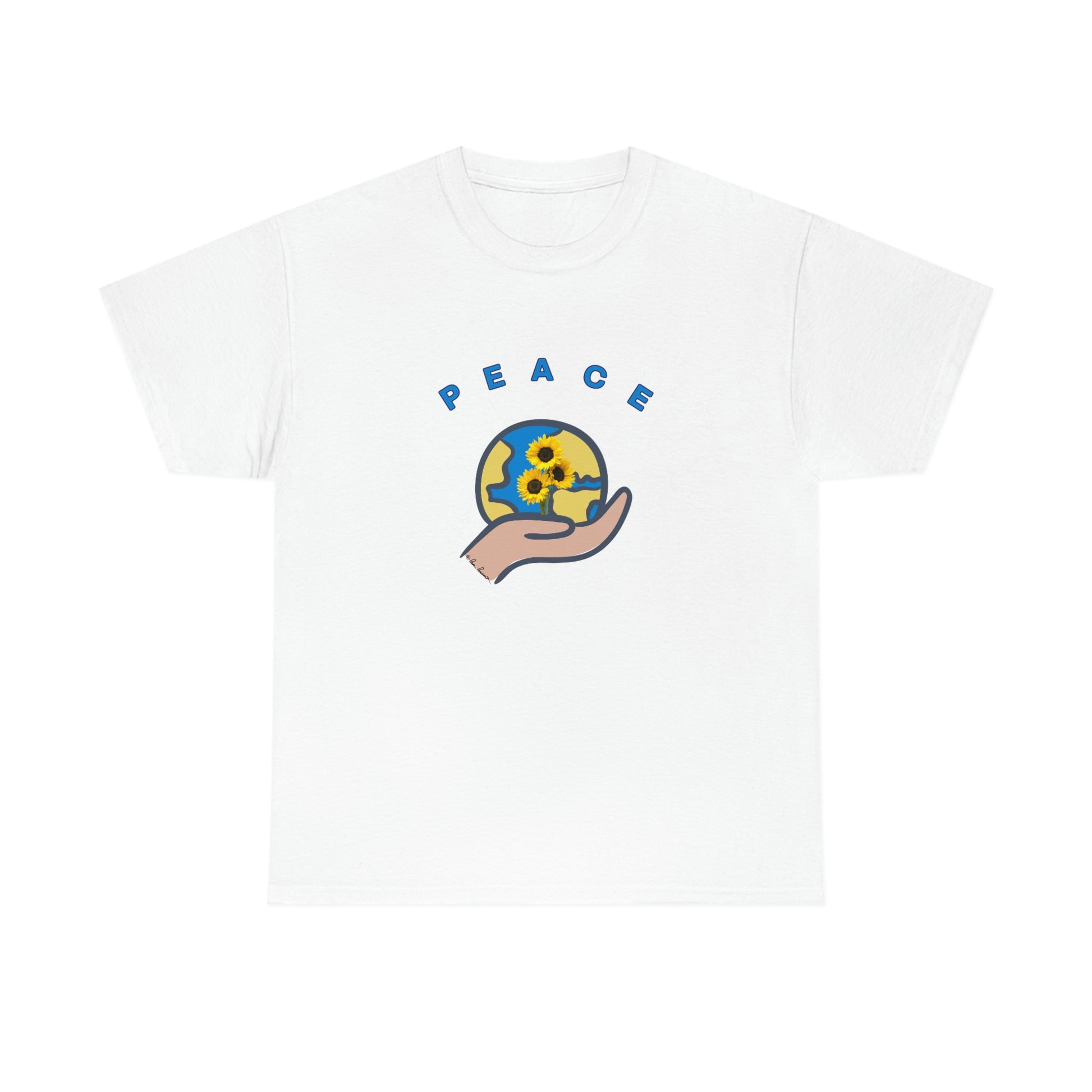 Flat front view of the white t-shirt