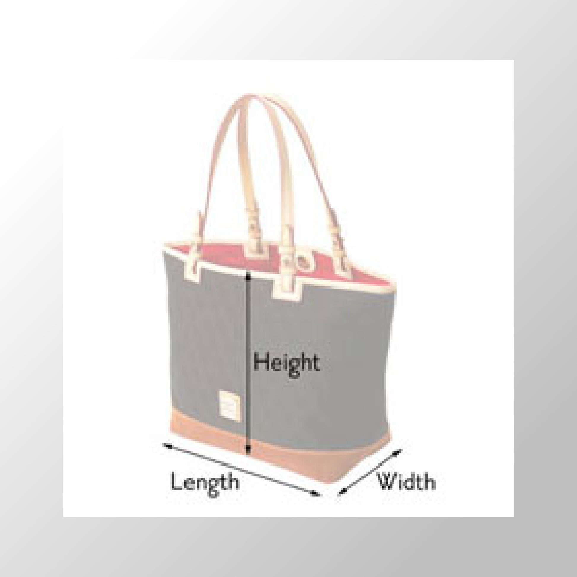 Diagram of how to measure a tote bag