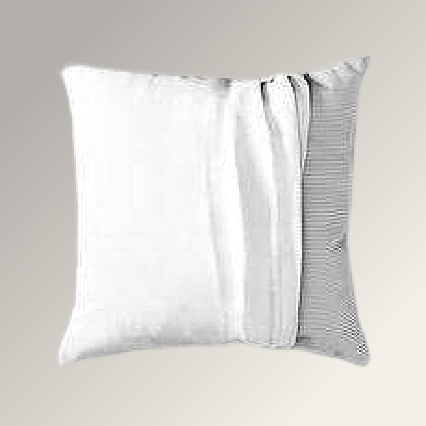 Diagram of how to pull a pillow case over an existing square pillow