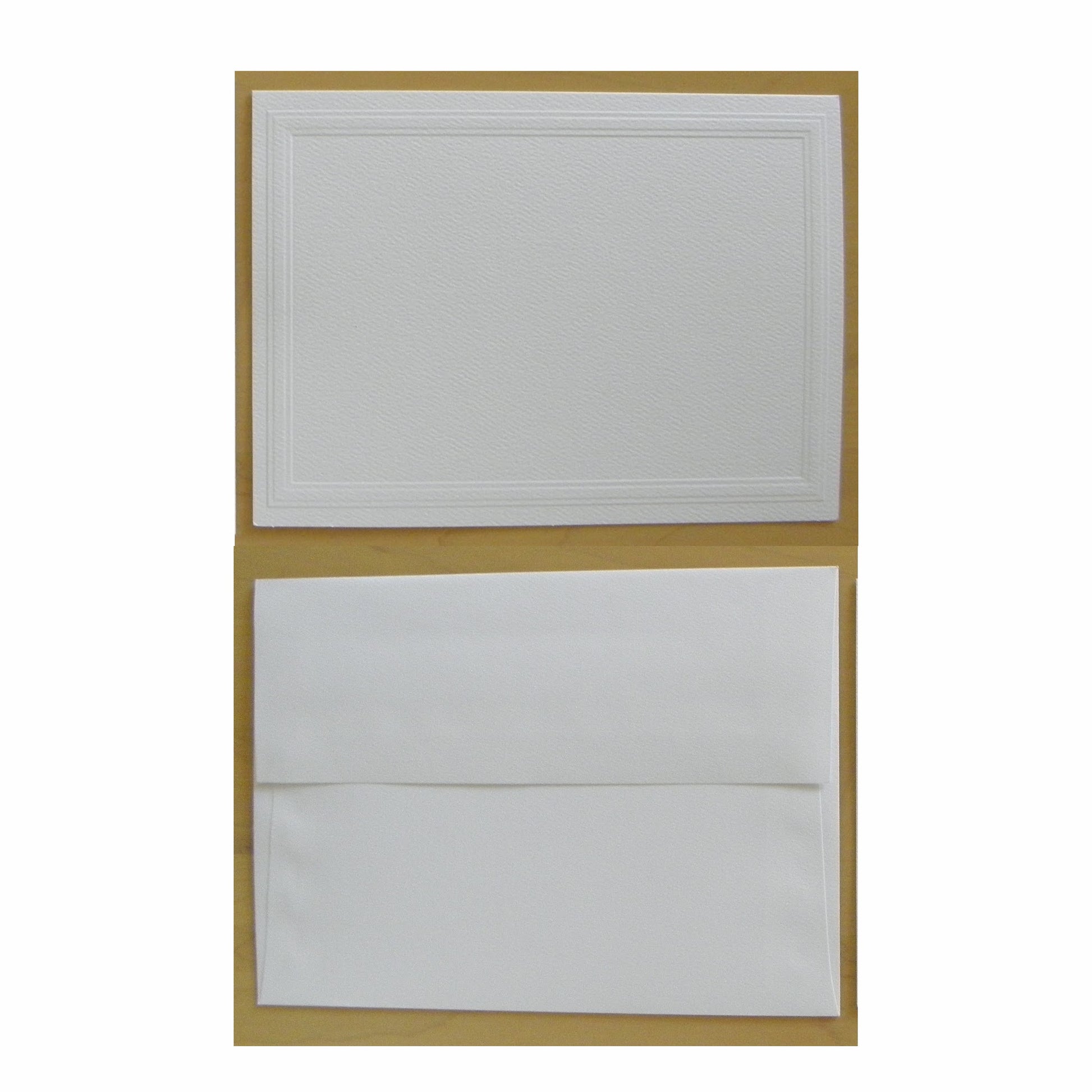 Photograph of the deluxe embossed Classic card stock and Envelope