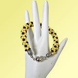 Yellow Beaded Bracelet: Woven; Kumihimo style; Handmade