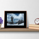 Mock up of our Winter-White Wall Art surrounded by a black mat