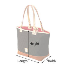 diagram of how to measure our Blue Tote Bag