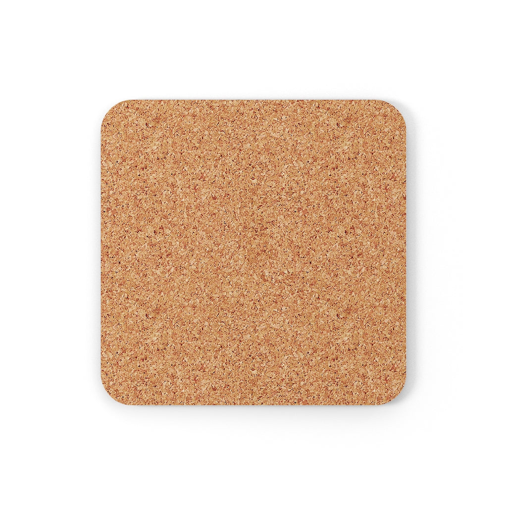 The bottom of one of the Sunset-Seascape coasters featuring the cork material which prevents sliding